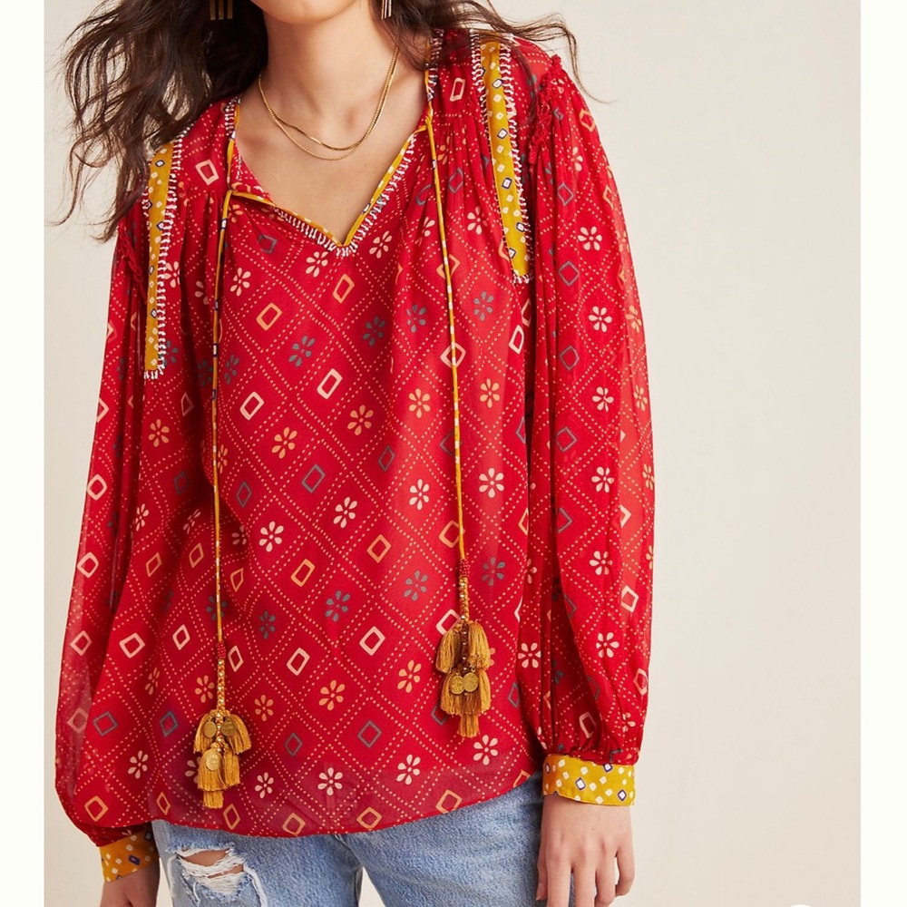 ANTROPOLOGIE VERB Lulita Peasant Top